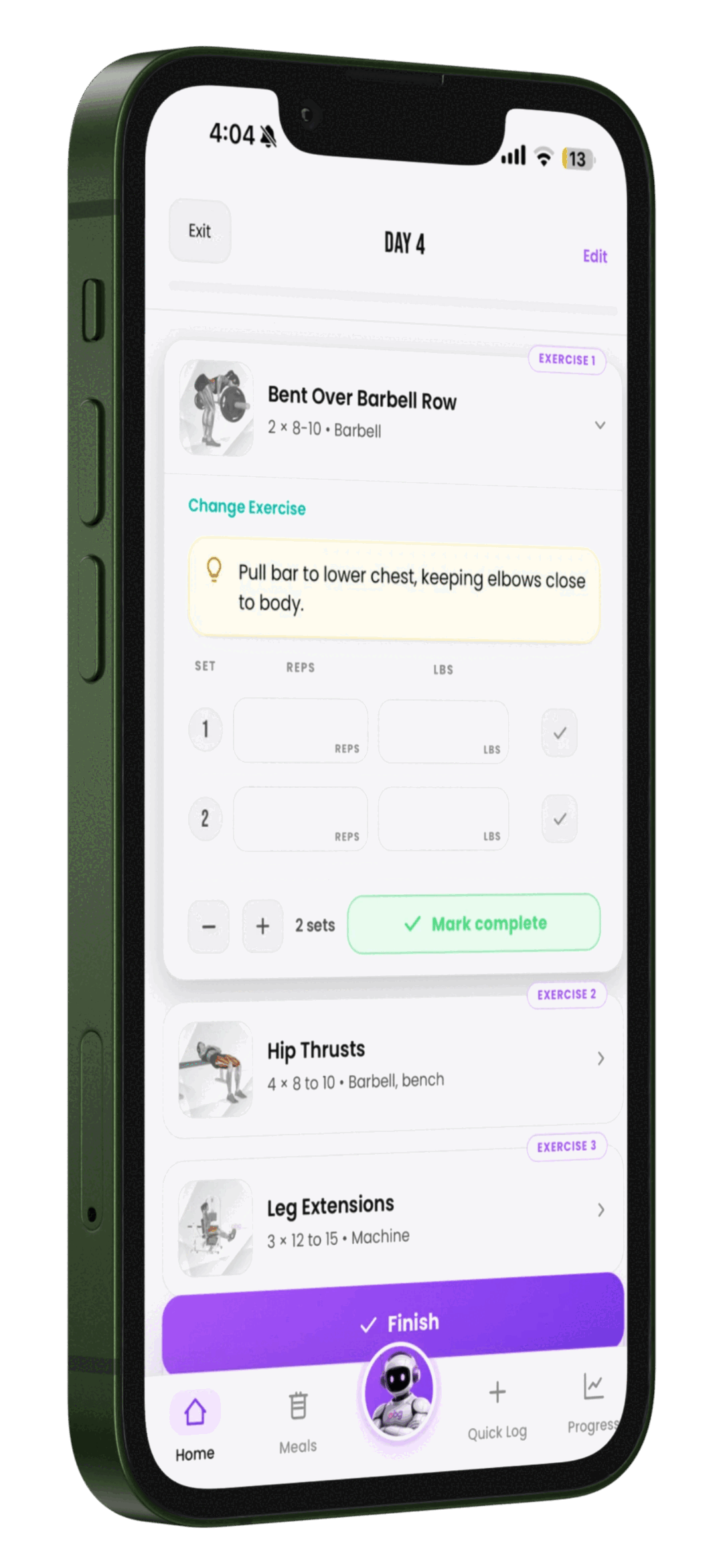 PBG Fitness training plan on phone